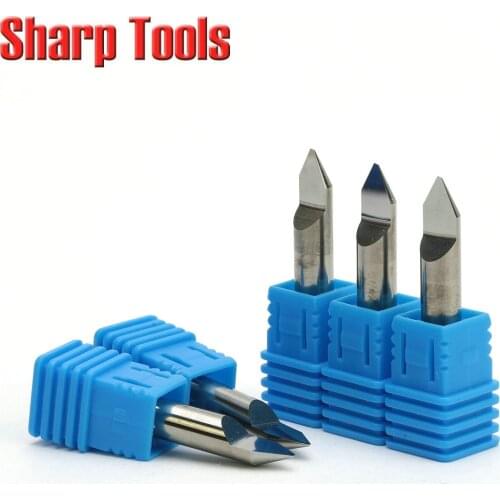 60 Degree 6*0.8MM V Tungsten Carbide Router Bits CNC Millinging Tool, 5pc Micro CNC Bit Set End Mill for Metal Engraving Tooling