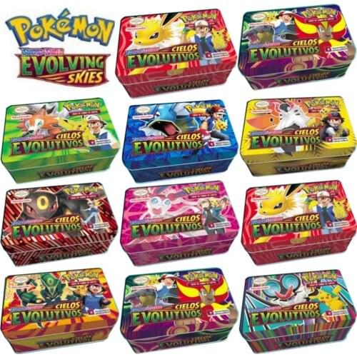Anime 42PCS Pokemon Cards Iron Metal Box SUN&MOON TEAM UP GX Shining Cards Toy Battle Game Collection Cards Kids Christmas Gift