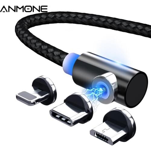ANMONE Magnet Micro USB Cable 360 USB Type C Magnetic Cable for Samsung a50 a70 Fast charge Phone Charger 2m Cable for iPhone