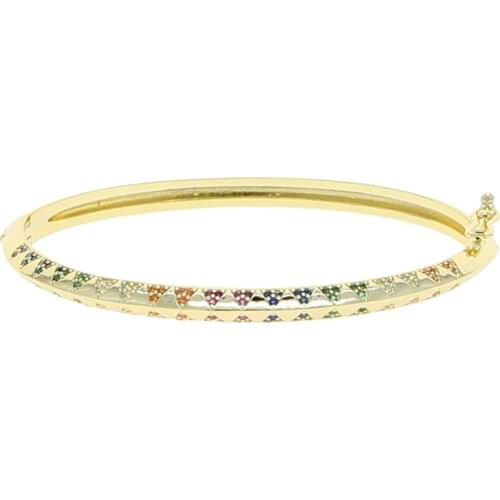 2020 New Gold Color CZ stone Charm Bracelet Triangle Rainbow CZ Stone Bangle For Women Girls Birthday Party Jewelery
