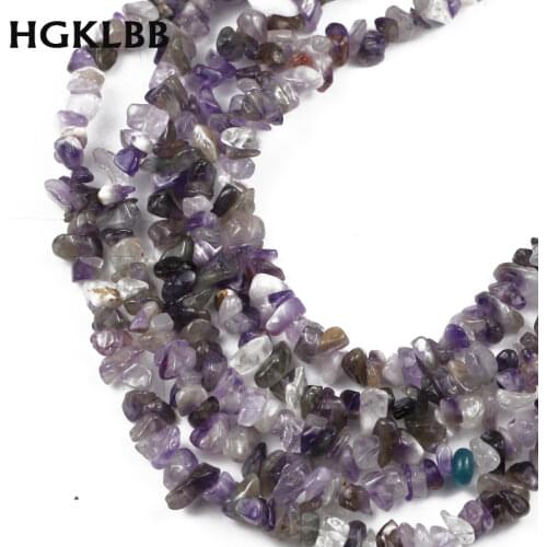 HGKLBB Amethysts Irregular Gravel Natural Purple Crystal Stone beads 88cm Chips Beads For Jewelry Making bracelet Necklace DIY