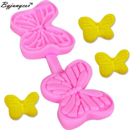 Byjunyeor M194 Butterfly Flower Veiners Silicone Molds Fondant Sugarcraft Gumpaste Resin Clay Water Paper Cake Decorating Tools