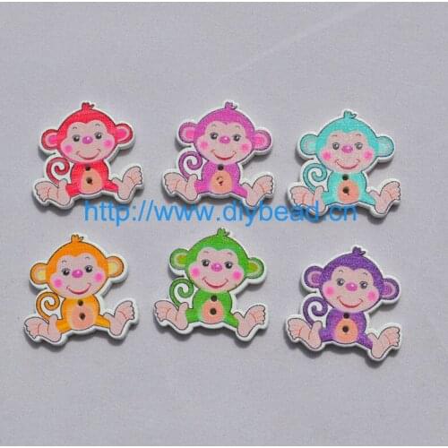 Decoration accessory for Children Cloth,Mix Color Printed Cartoon wood for decoration,Cartoon Monkey