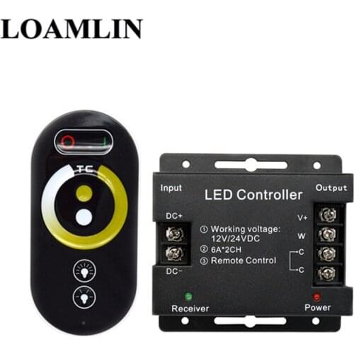 Dual Color Temperature Remote Control LED Controller DC 12-24V 2 Channels Wireless RF Touch Remote Control CT Controller