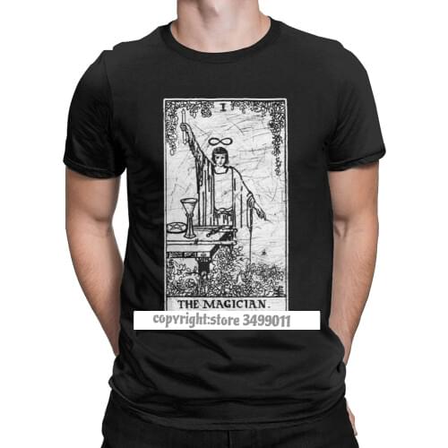 The Magician Tarot Card Major Arcana tune Telling Occult T-Shirt Men Novelty Cotton Tee Shirt Harajuku Fitness Loose T Shirts
