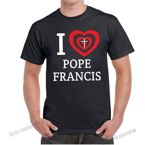 I Love Pope Francis Heart T-Shirt Gift Tops Tees Cotton Boy T Shirts Gift Brand