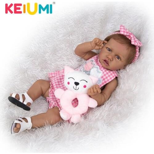 KEIUMI 57 CM Reborn Baby Dolls Full Body Silicone Beautiful Doll Baby Toddler Soft Touch For Kid Chiritmas Chirldrens day Gift