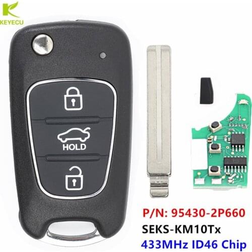 KEYECU Relacement New Upgraded Flip Folding Remote Key Fob 433MHz ID46 for Kia Sorento 2009 2010 2011 2012 P/N: 95430-2P660
