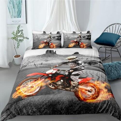 Motorcycle Racing Car Printed Duvet Cover With Pillowcase Bedding Set Single Twin Full Queen King Size Bed Set For Bedroom Decor