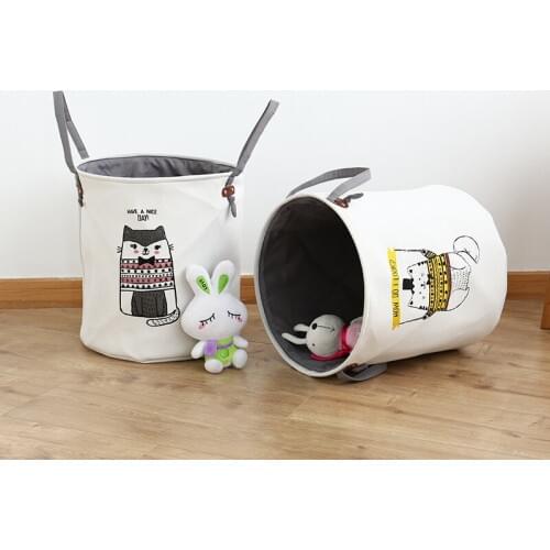 Cartoon Fabric Laundry Basket Bag Large Folding Dirty Clothes Sundries Toy Storage Baskets Box Home Decoration