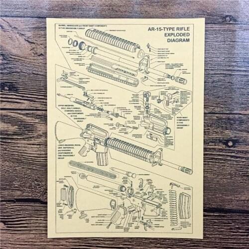 Retro kraft paper about "AR-15-TYPE RIFLE diagram" wall stickers home decor living room poster sticker wall art craft FW-069