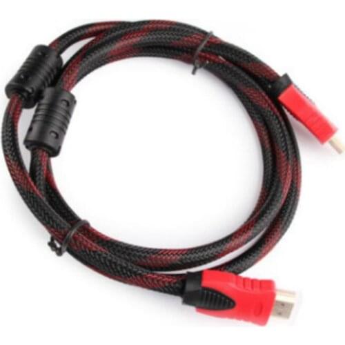 Red and black net HDMI cable HD cable 14 + 1 copper-clad steel gold-plated OD7.3 double false magnetic ring foot meter 1.5M