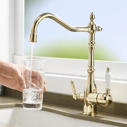 360 Degree Rotation brass drinking filtered water kitchen faucet Bend&Double right angle&Right angle Faucet Kitchen sink tap