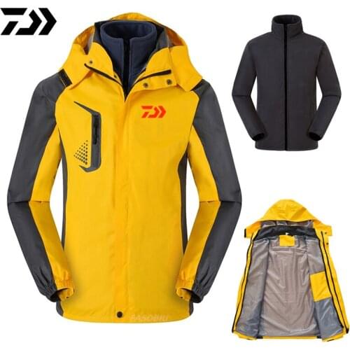 Daiwa Fishing Jackets Men Warm Thick Fleece Fishing Clothes Zipper Fishing Shirt Outerwear Man Daiwa Clothing for Winter Fishing