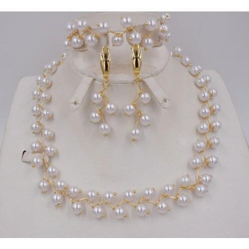 NEW DESIGN Ltaly 750 Gold color Jewelry Set For Women african beads jewlery fashion necklace set earring jewelry