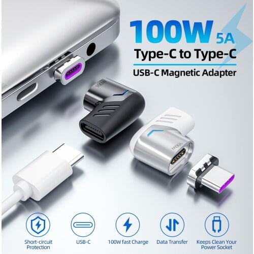 100W USB Type C Magnetic Adapter Magnet USB C Female To Type-c Male Converter For MacBook Pro Huawei Tablet Notebook Connector