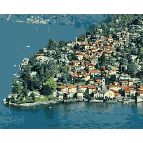 MaHuaf-j661 Italy Como Coast coloring by numbers wall art pictures for living room diy oil canvas painting