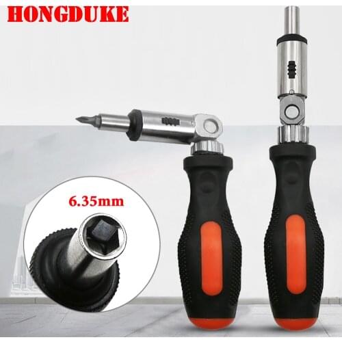 Multi-function Ratchet Screw Batch Reverse Forward 6.35mm Internal Hexagonal Interface Screwdriver Bit Holder Tool