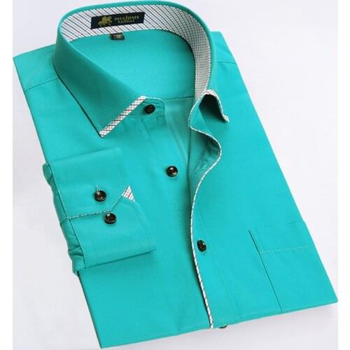 PAULJONES Fashon New Bamboo Fiber Long Sleeve Men Dress Shirt Easy Care Male Casual Business Formal Shirt High Quality Clothing