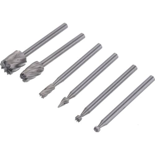 6pcs Burrs Bits Set Rotary Milling Files Metal Woodwooking HSS Rotary Tools Mini Drill Bits For Carving Milling Cutter Tools