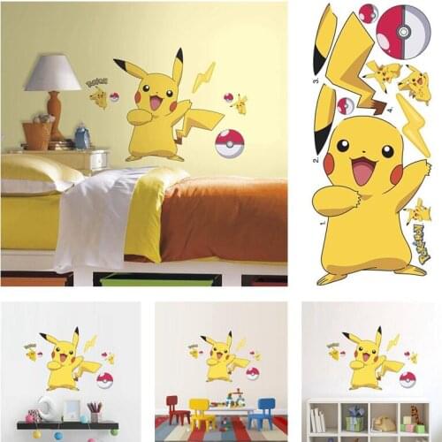 Pokemon Pikachu wall stickers childrens bedroom baby room wall door and window decoration stickers kindergarten wall decoration