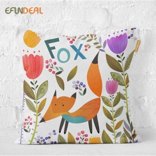 Home Decorative Animals Cushion Cover Throw Pillow Case For Sofa Couch Bed Chair Fox Bear Elephant Lion Sheep 45*45cm/60*60cm