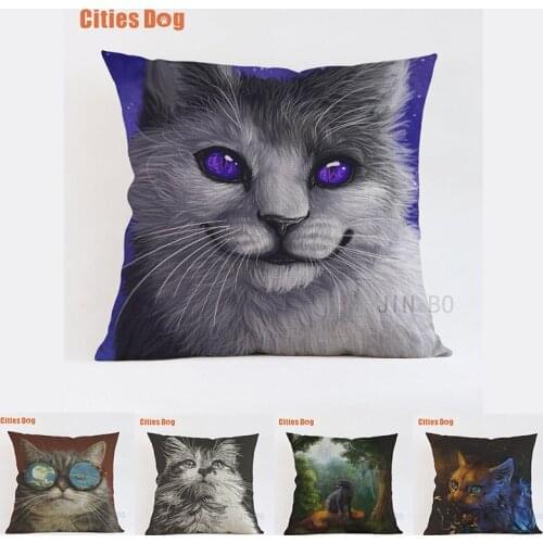 Animal cat Cushion cover cute Cartoon Painting Art Cats Home Pillow covers Decoration Childlike Decorative Pillows Car Cushions