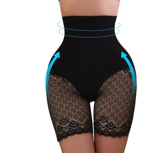 Women Plus Size High Waist Underwear Booty Lifter Sexy Lace Patchwork Body Shaper Waist Trainer Briefs Tummy Tucker shape wear