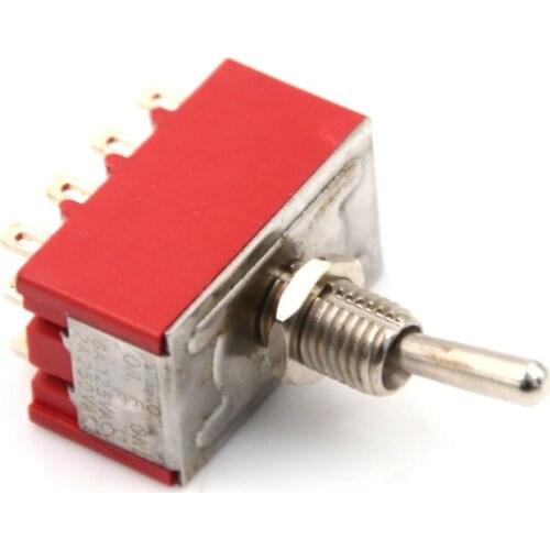 Newest 1pcs 6A/125VAC 2A/250VAC 12 Pin 4PDT ON/ON 2 Position Red Mini Toggle Switches