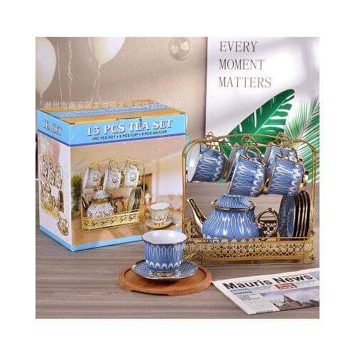 The new European ceramic coffee suit princess girl electric kettle gold-plated six cup dish a pot of tea custom anniversary gif