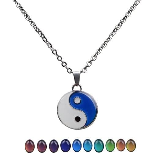 Stainless Steel Mood Pendant Necklace Tai Chi Gossip Jewelry Gifts