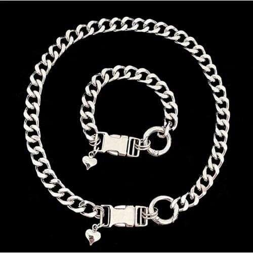 New Korean Fashion Minimalist Metal Heart Shape Pendant Necklace for Women Female Gift Party Night Club Bar Neck Jewelry Hip Hop