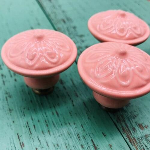 Ceramic Cabinet Knobs - 8pcs Cute color Vintage Kitchen Drawer Pull Handles for Kids Room Dresser Cupboard Wardrobe 40mm Dia