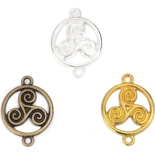 Doreen Box Zinc Alloy Connectors Round Hollow Gold Bronze Silver Color Knot Bohemian Jewelry 28mm(1 1/8") x 20mm( 6/8"), 30 PCs