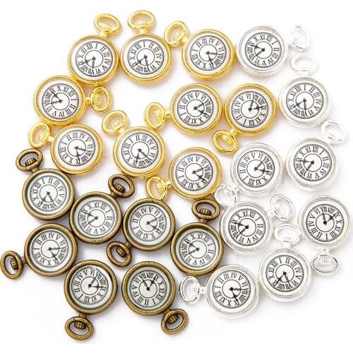 10 pcs Enamel charms antique bronze metal watch pendants fit diy necklace bracelet charms for Jewelry making W80