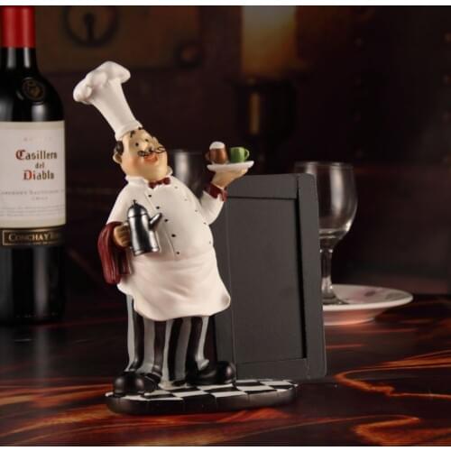 Cook Model Menu Tablet Decor Resin Chef Statue Message Board Ornament Craft Restaurant Decor Cafe Supplies Bakery Accessories