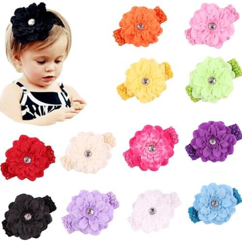 30Pcs/Lot Baby Headband Big Felt Flower Head Bands Hairband Newborn Girls Toddler Turban Headwrap Children Hair Accessories