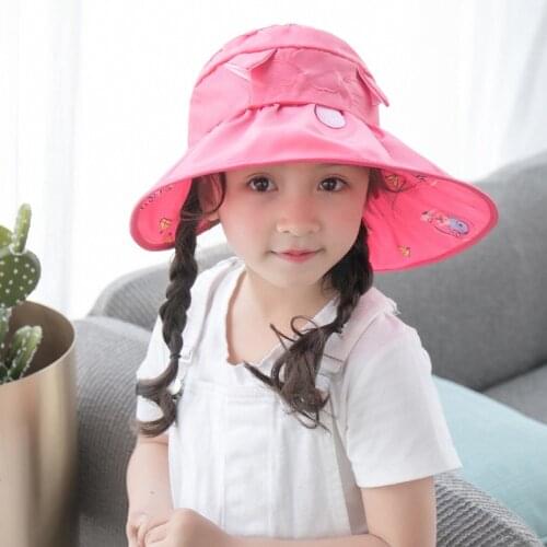 2019 New Summer Double-sided Baby Girls Sun Hat Cartoon Cat Ears Childrens Foldable Caps Kids Outdoor Beach Sunscreen Hats
