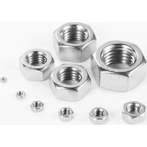 Wkooa #10-24 UNC Thread Nuts Silver Machine Screw Hex Nuts