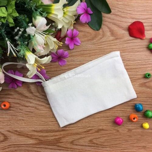 100 pcs Cosmetic Bags Pure White Cotton Canvas Makeup Bag DIY Women Blank Plain Zipper Phone Clutch Storage Bag 11*20cm