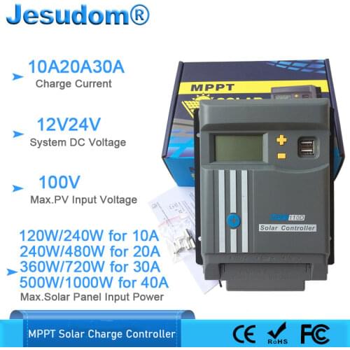 12V/24V Dual USB LCD Display 10A 20A 30A 40A MPPT with WIFI Solar Panel Battery Regulator For Flood GEL LifePo4 or Lithium