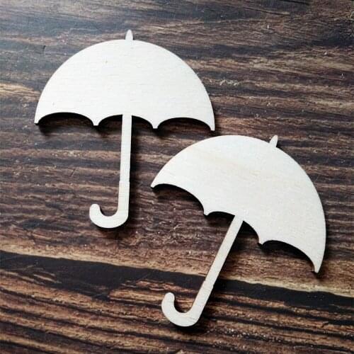 20pcs Wooden Umbrella Shapes Ornament Art Projects DIY Craft Decoration Gift Decoupage Laser Cut Scrapbooking Favors