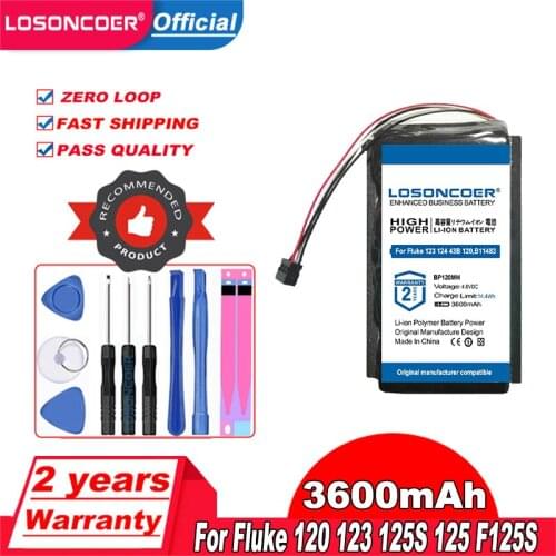 LOSONCOER B11483,BP120MH 3600mAh Battery For Fluke Scopemeter 120 123 125S 125 F125S 124 125F