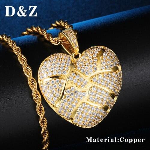D&Z Iced Out Bling CZ Broken Heart Pendant Necklace With Rope Chain Collares For Men Women Hip hop Jewelry