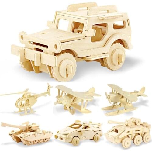 Kids Toy DIY 3D Wooden Brain Teaser Puzzle Buidling Block Self Assembly Model Kids Educational Toys for Children Gifts
