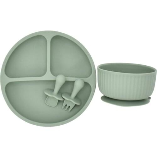 4Pcs/Set Baby Silicone Plate Children Feeding Bowl BPA-Free Food Grade Silicone Tableware Solid Compartment Training Dishes