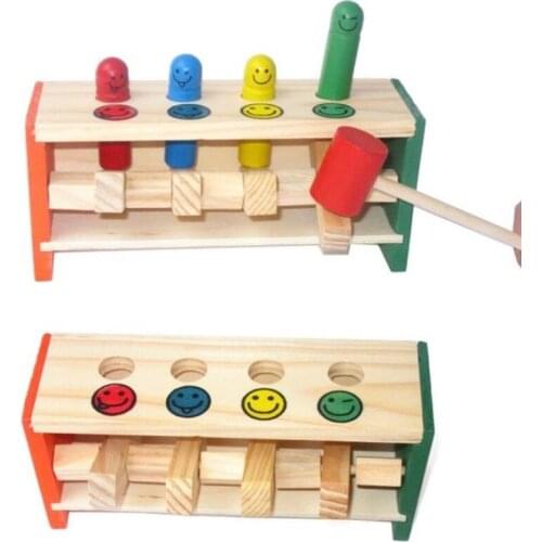 Baby Wooden Toys Hammer Toys +Stick Hammer Box Toddlers Educational Puzzles Wooden Game Toys For Children Hammering Kids Toys