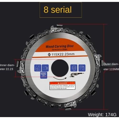Wood Carving Disk Grinder Disc Chain Woodworking Saw Disc Blade Cutting Blade Wood Saw Slotted Blade for 4/5 Inch Angle Grinder