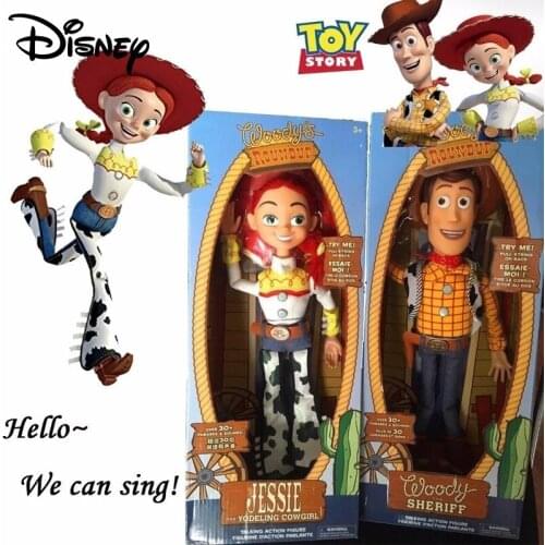 Disney Toy Story Woody Jessie Interactive Talking Action Figure Toy with Sounds and Phrases 15Inch Movable Figure Model For Kids