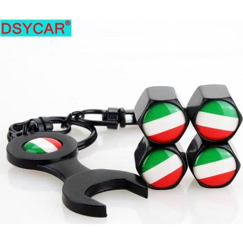 DSYCAR 4Pcs/Set Italian Flag Style Bike Motorcycle Car Tire Valve Stem Caps For Car/Motorcycle,Air Leakproof